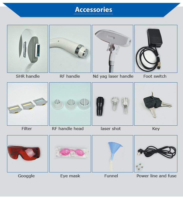 Opt Nd Yag Rf Laser Beauty Machine Distributor Dual Screen 3 In 1