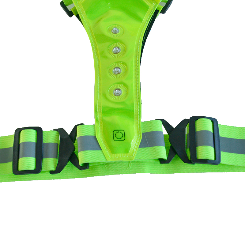 High Visibility Reflective LED Running Riding LED Warning Vest for Road Safety Green