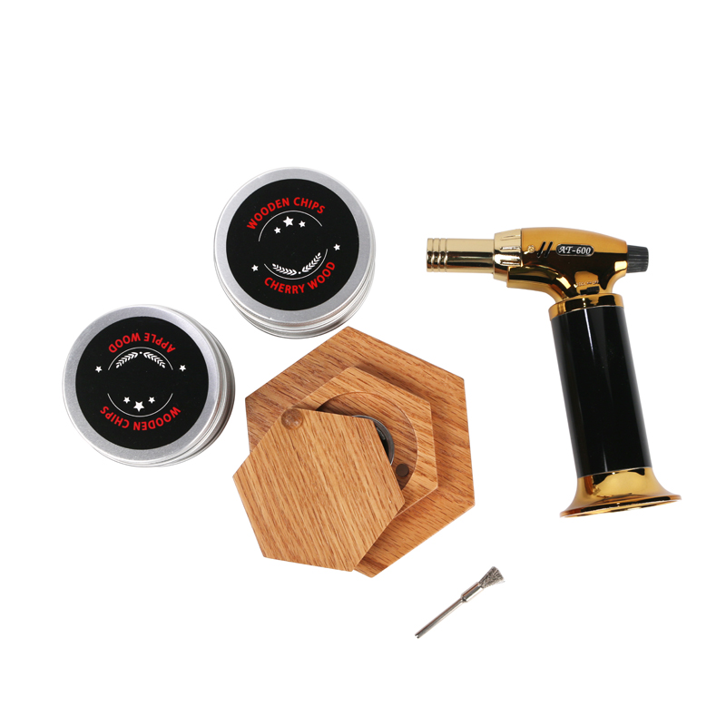 Deluxe Wooden Cocktail Smoker Set with Cocktail Smoker and Wood Chips (Butane Free)