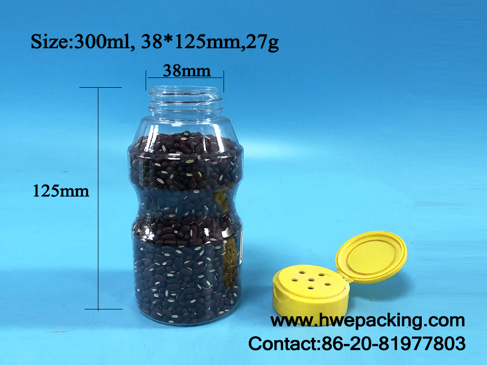 Custom Airtight Round 300ml 10oz Plastic Spice Jar Transparent