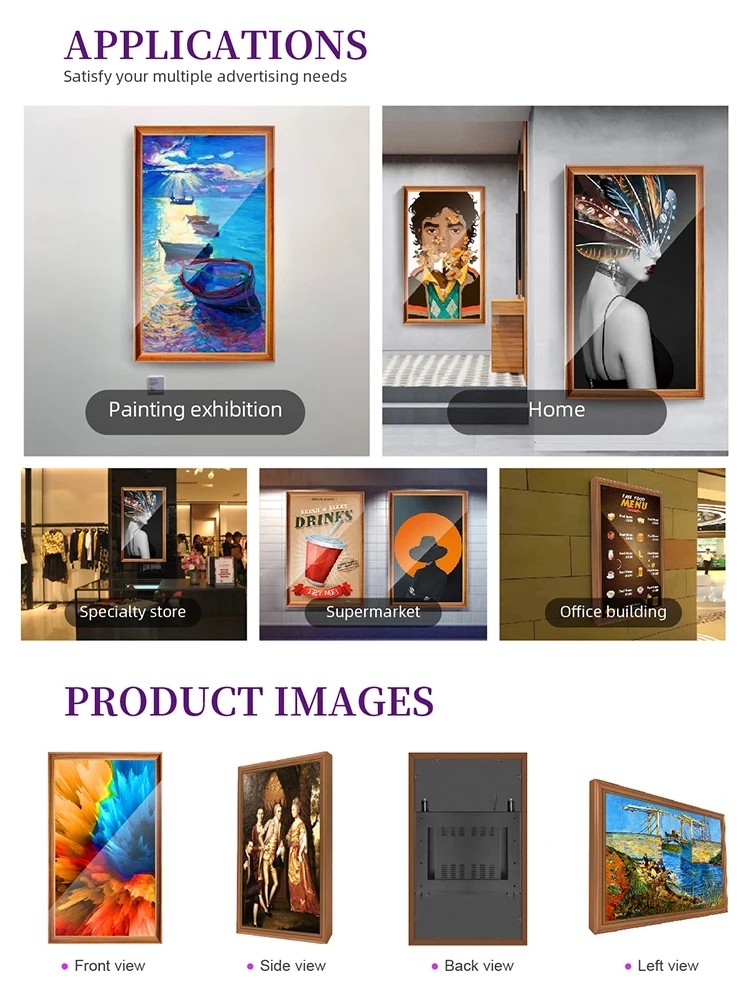 2K FHD Display Digital Painting Photo Frame For Home Wall Mount