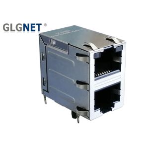  2x1 RJ45 Multiple Port Modular Jack Connector Green LED EMI Spring For 1G Ethernet Manufactures