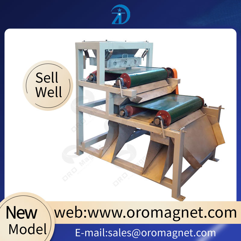 Conveyor Belt Dry Type Magnetic Separator With Vibratory Feeder mainly for 0.1-5mm sand or plastic particles efficent