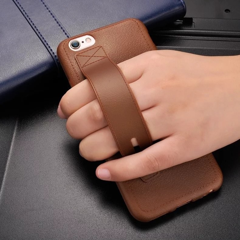 Leather pattern TPU pure color shockproof ultra thin brown soft case with stand for IphoneX 8 7plus 6s