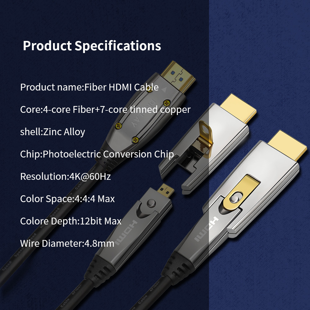 Slim Uhd 4K 60Hz 18Gbps Optical HDMI Cable Am To Am 3D HDMI Active Optical Cable