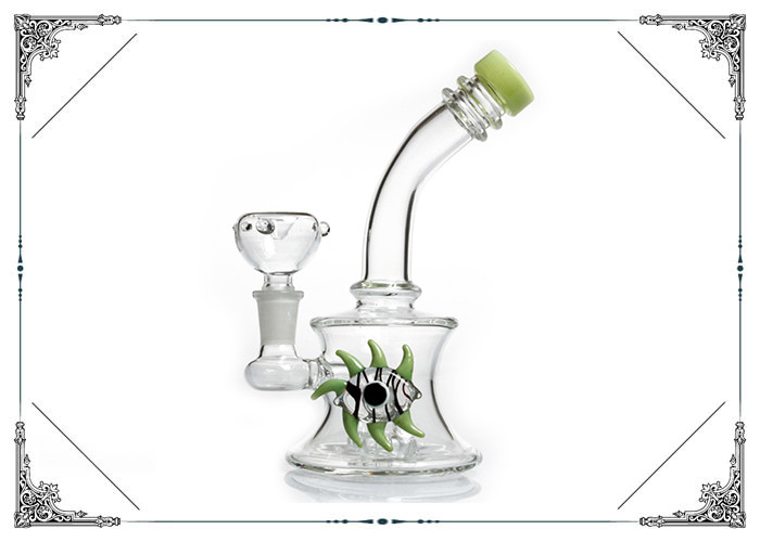 Green Eye Glass Water Pipe Mini Size , Showerhead Perc Recycling Hookah Tube