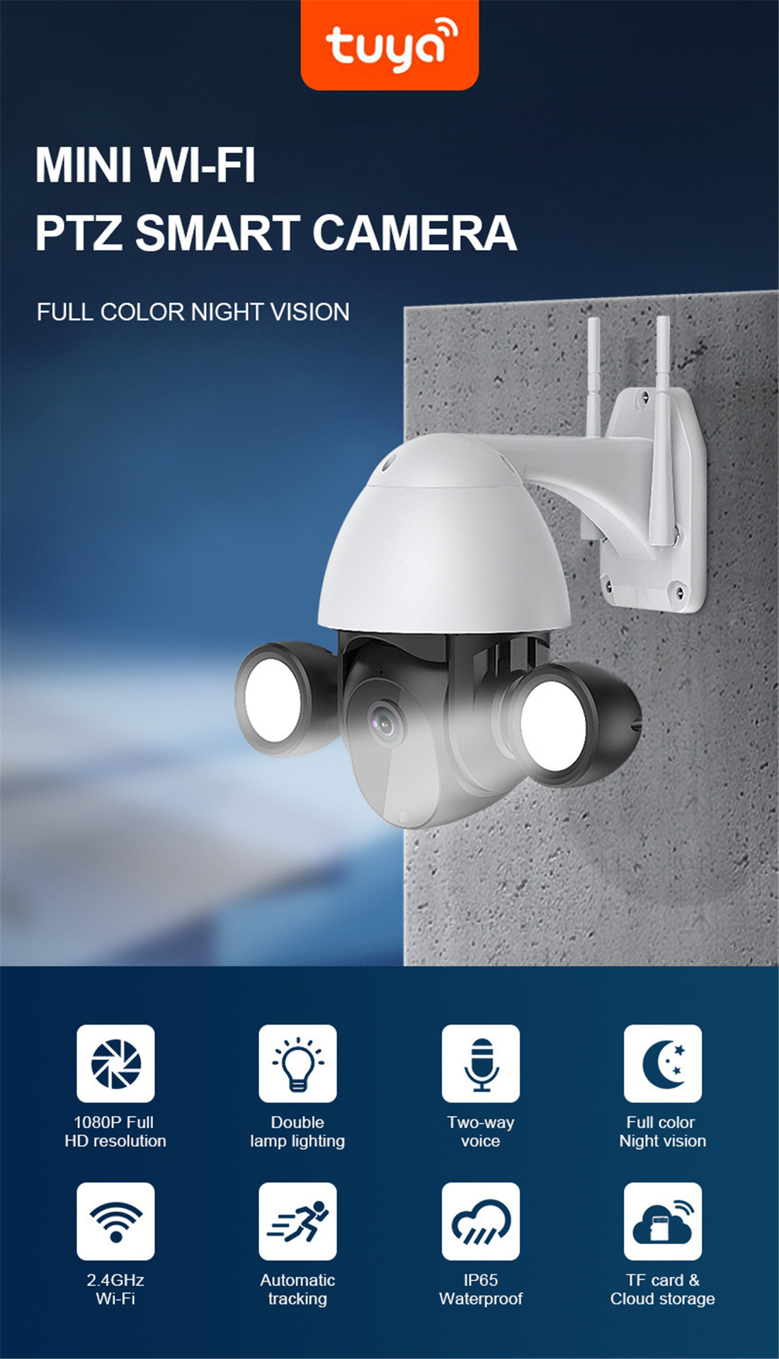 Unistone 2/3MP WIFI Floodlight Speed Dome with AI Human Detection(US-SDO2202FL)