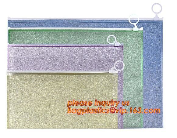 pvc Zip lockkk document file bag,Three-dimensional PVC Document Bag File Zipper Bag with Front Label Pocket bagplastics pac
