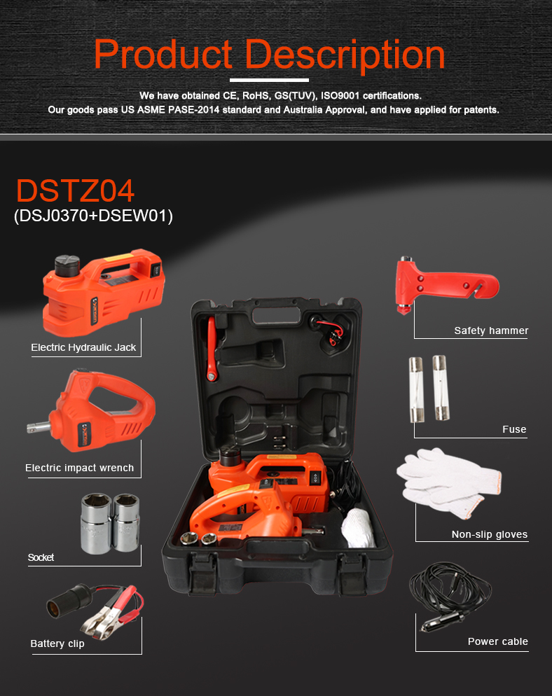 Short Lifting Time Portable 3 Ton 12 Volt Jack 1 Years Warranty