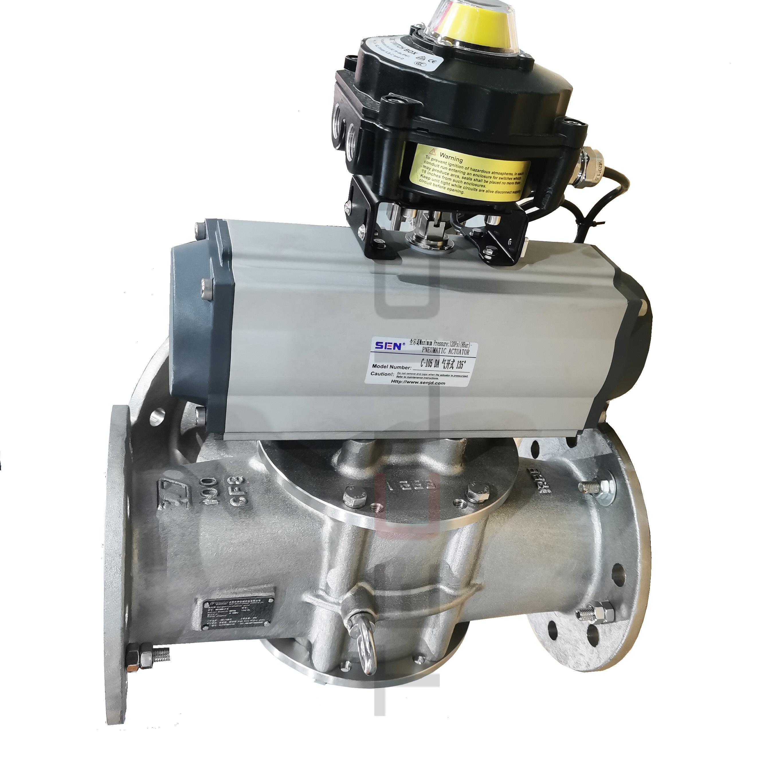 Solid Plunger Pneumatic Diverter Valves For Pneumatic Conveying Stainless Steel