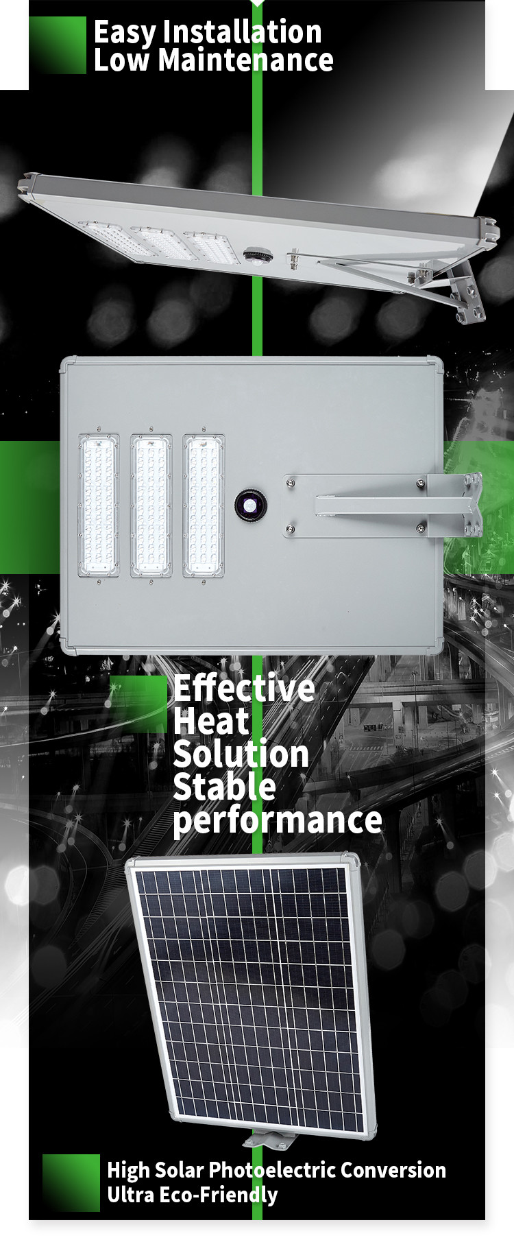 70ra 126lm/W 6500k Commercial Solar Powered Street Lights