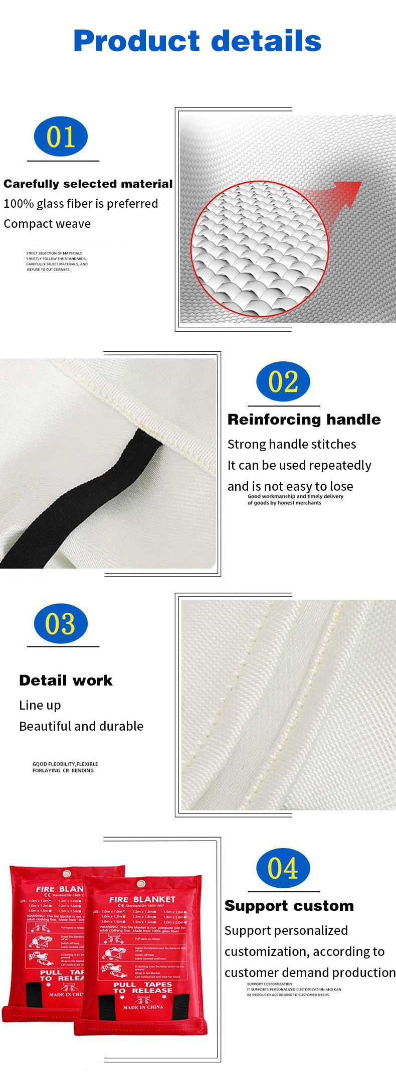 Large Fire Blanket 1m Home Office Quick Release Kitchen Caravan Waffle Blanket