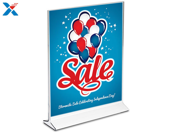 T Shaped Clear Acrylic Advertising Displays A4 Size For Advertising Displaying