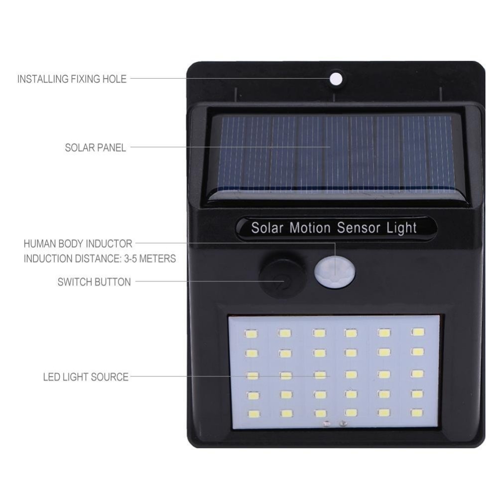 PIR Solar Powered Motion Sensor Light For Outdoor Garden Fence Wall Patio