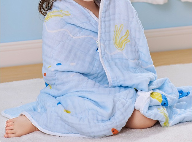 Animal Printing Organic Cotton Gauze Fabric Swaddle Wrap For Newborn Sustainable