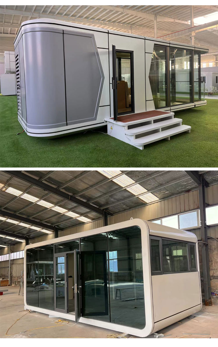 Hotel Accommodation 38 M2 Model E7 Solar Capsule House With Luxury Apple Cabin Design