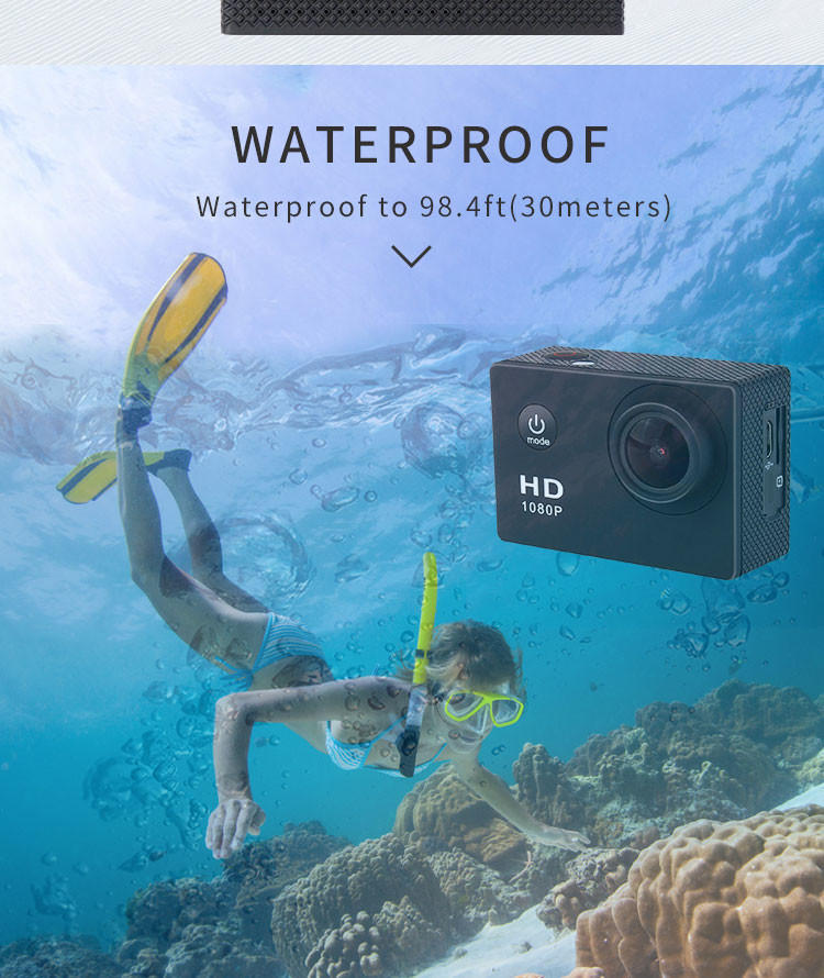 2.0" LCD 720P Sports Camera Waterproof Multiple Colors 30fps Outdoor Sports Camera