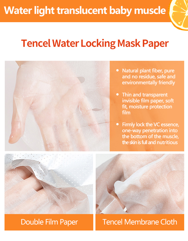 Popular Vitamin C Mask Cosmetics Factory Manufacturer Whitening Facial Mask Hydrating Natural Organic Vc Face Facial Sheet Mask