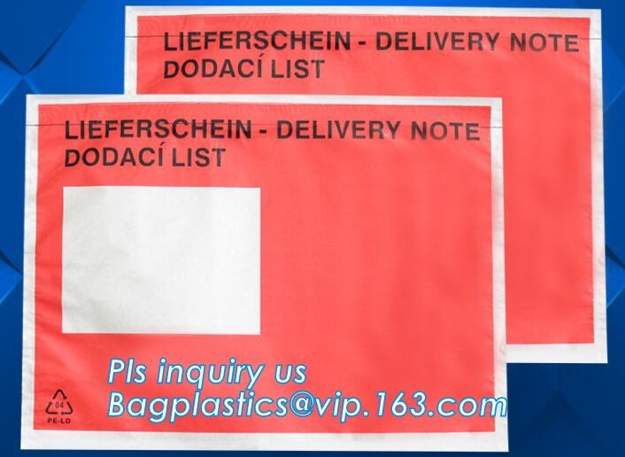 PP film 178*140mm invoice enclosed packing list envelopes, DHL Shipping pockets for waybill, A4 size plastic packing lis