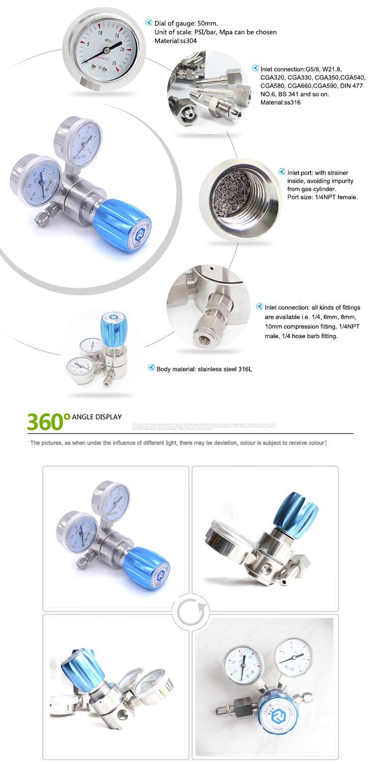 R11 316L Stainless Steel Pressure Regulator Applied To Standard / Corrosive Gases