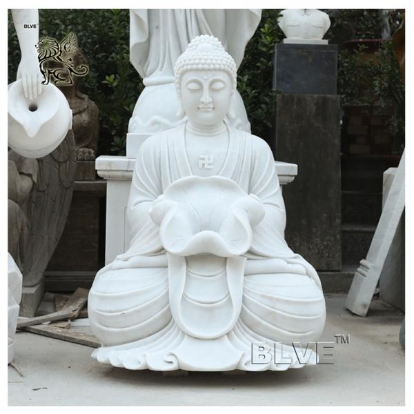 Sitting Meditation Marble Buddha Statue Home Decor Outdoor Fountain Stone