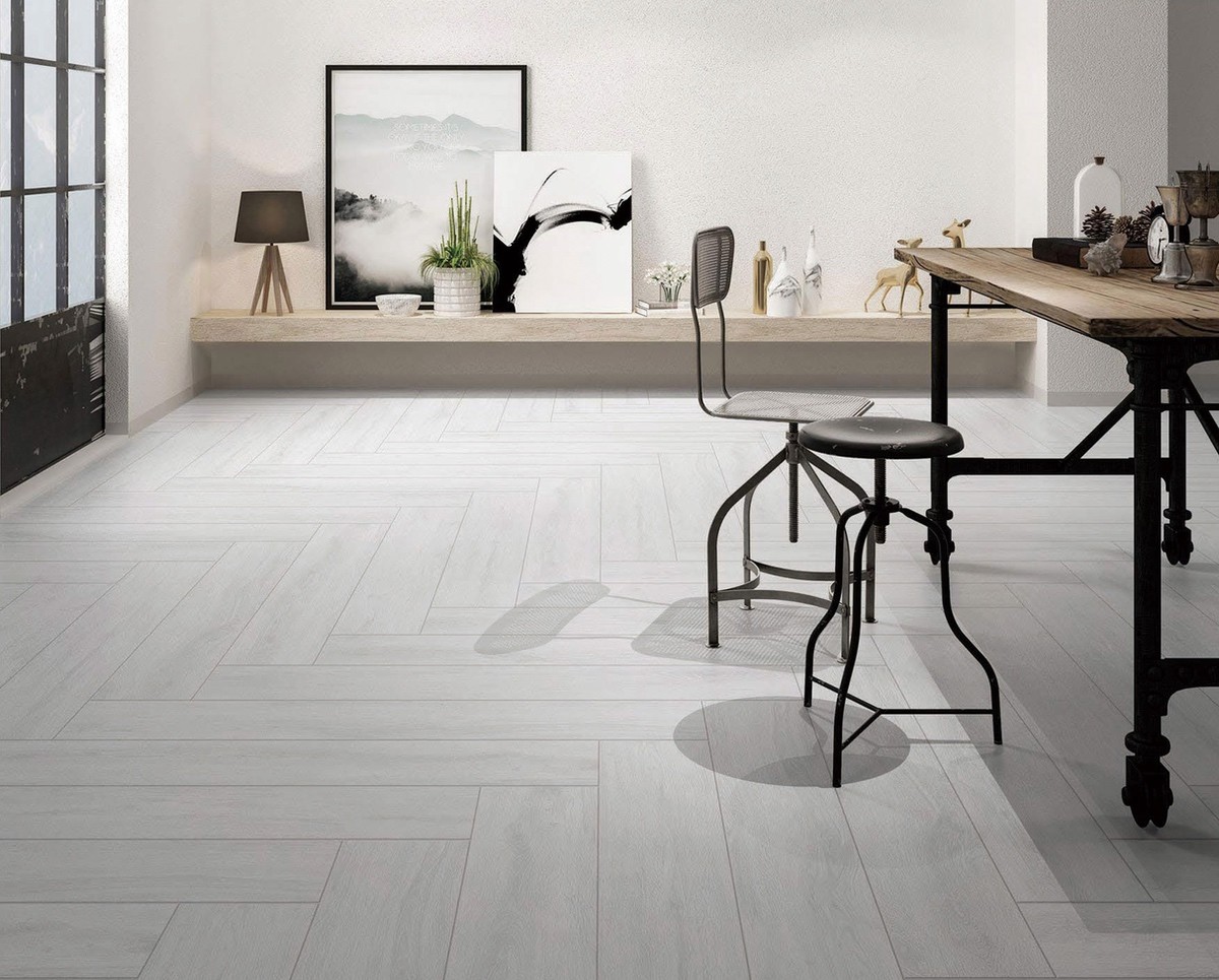 200x1200mm Gray Yellow Wooden Porcelain Strips For Bedroom And Decorative Floor Strip