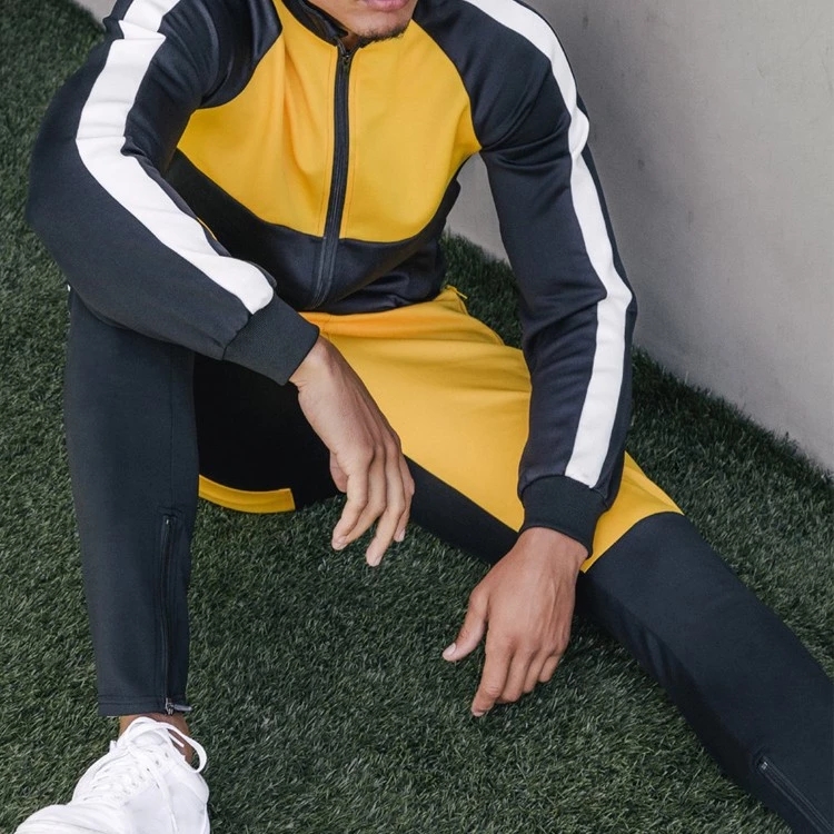 Fashionable Color Contract Mens Tracksuit Set , Color Combination Gym Tracksuit