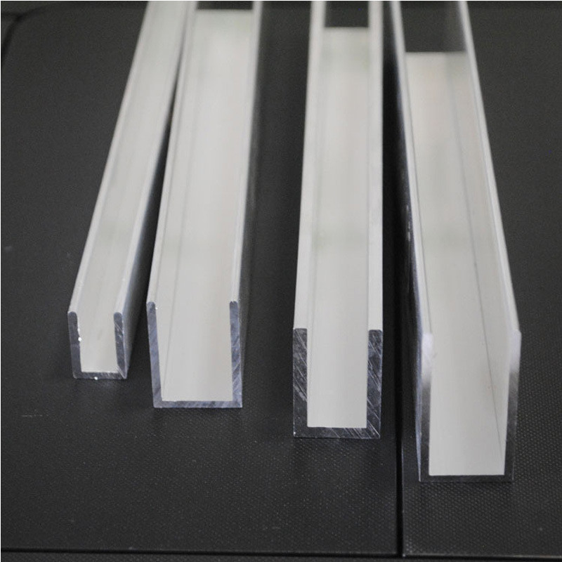 U Shape Channel Aluminium Alloy Profile Extrusion Brushed Gold For Glass Railings