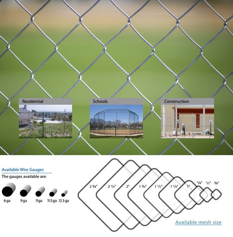 25x25mm Diamond Chain Link Fence Galvanized For Protection