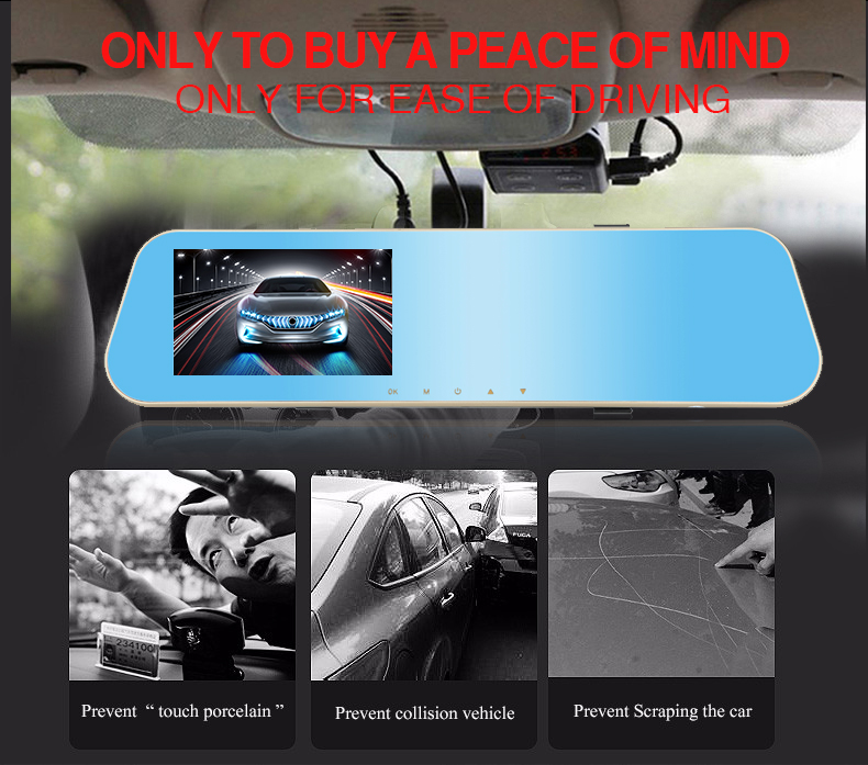 OEM ODM 4.3 Inch 1080P Dash Cam Dual Smart Mirror WIth G Sensor