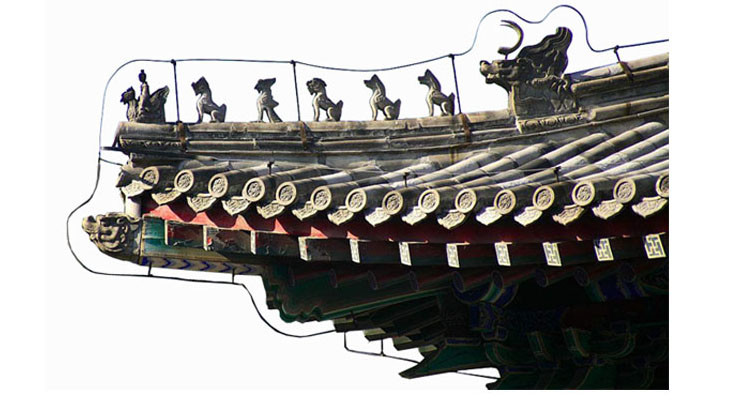 Buddhist Ornamental Clay Ridge Tiles Unglazed Grey Chinese Curved Roof Tile