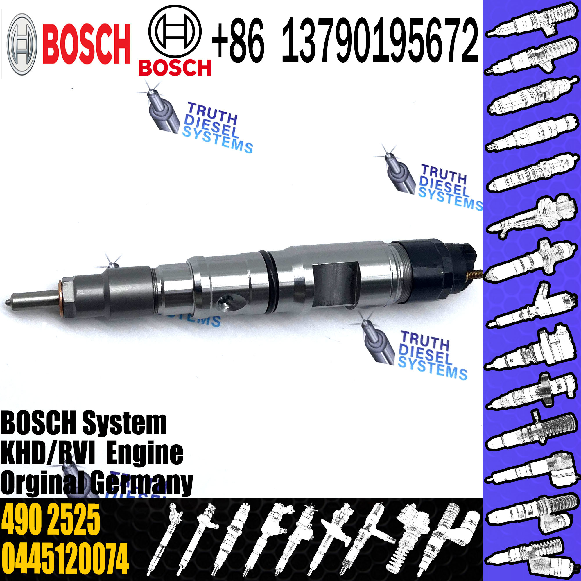 common rail injector 0445120252 5263315 for Cummins industrial engines diesel fuel injector 4981126 0445120252