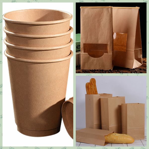 80gsm+15gsm Food grade PE coated kraft paper for fast food packaging