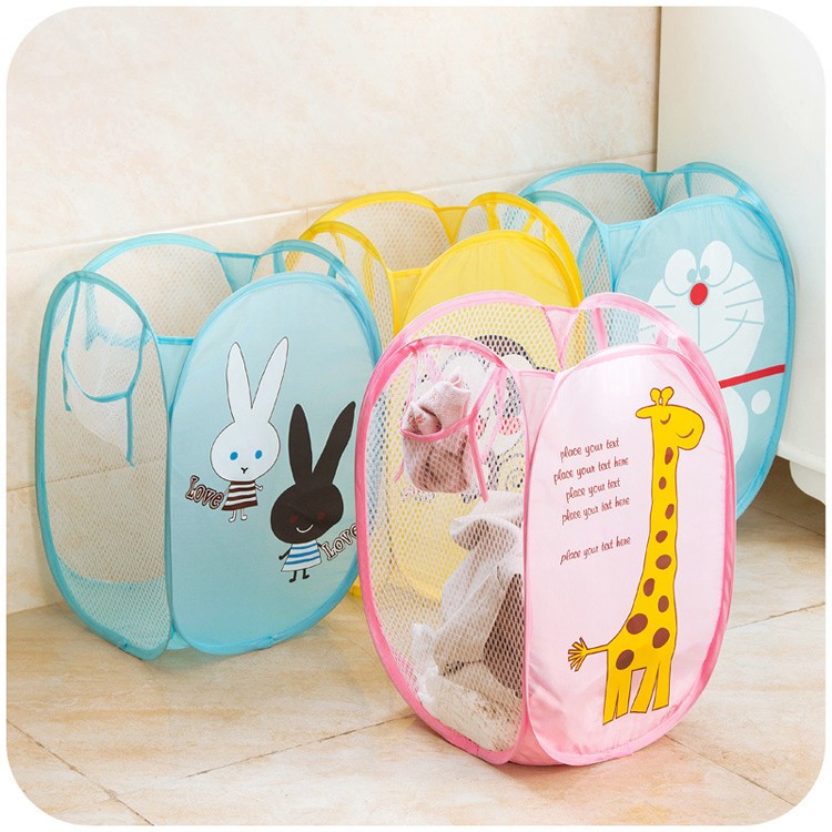 Nylon Woven Foldable Laundry Basket Mesh Pop Up Hamper