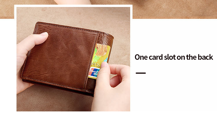 Customized Men's Slim Genuine Leather Wallet Rfid Holder Purse with Open Closure Type