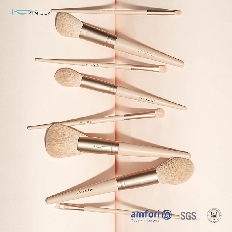 Pink Aluminum Ferrule Makeup Brush Wooden Handle Cosmetic Brush Set