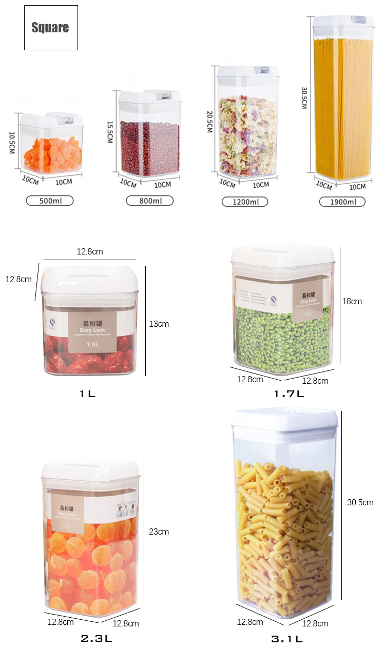 Amazon Hot seller Kitchen Storage Containers BPA Free Keep Food Fresh Plastic Food Spice Jars Canister Sets With Airtigh