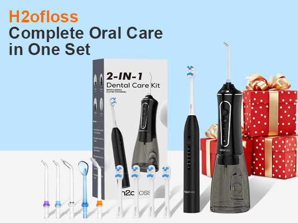 Electric Toothbrush With Water Flosser 2 in 1 Cordless Advanced Dental Oral Irrigator Sonic Toothbrush Flossing Brushing Combo