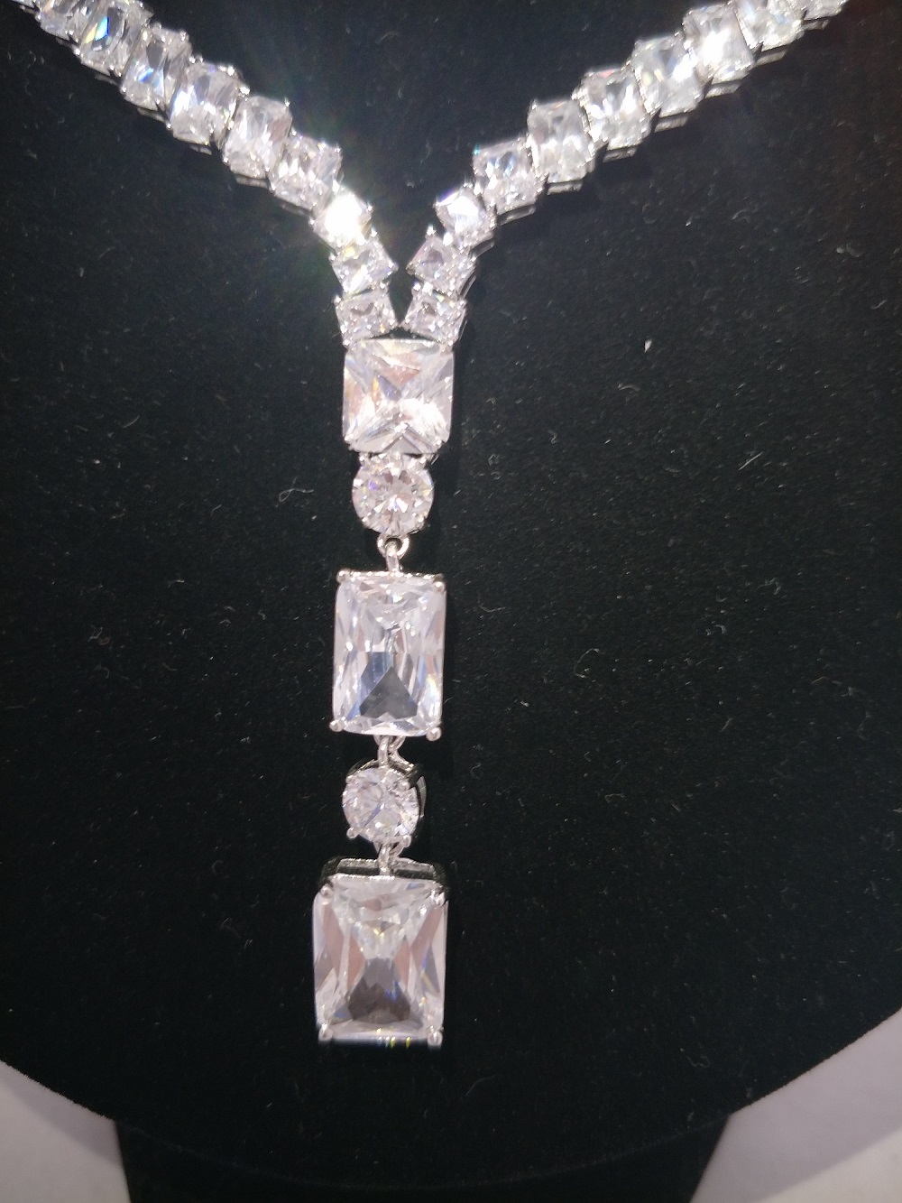 Rhodium Plated Bling Bling Pendants 16in White Tennis Necklace