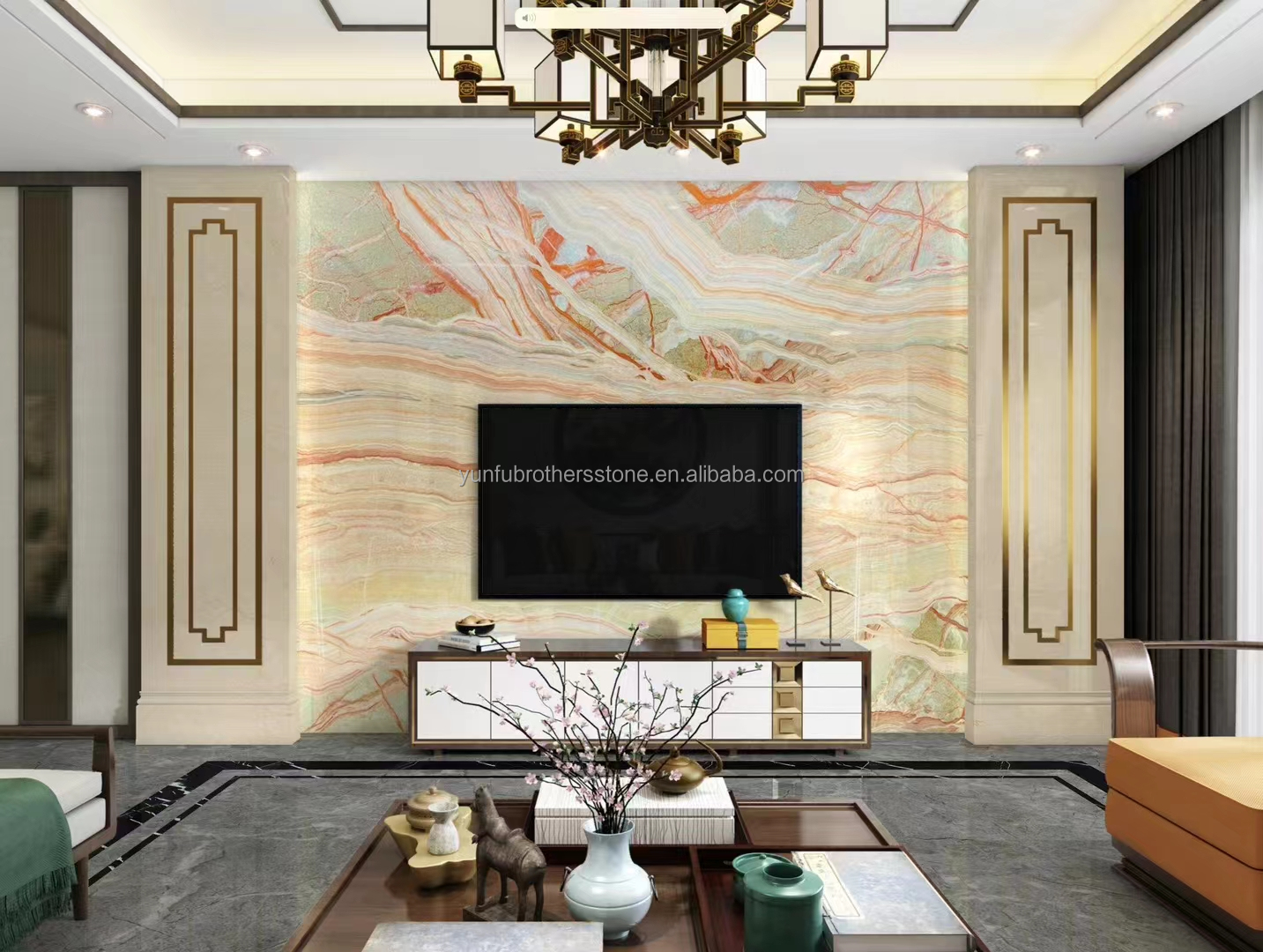 Competitive Onyx Stone Veneer Book Match Colorful Onyx Flooring Tile Backlit Rainbow