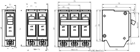 75A Plug In Residential MCB Circuit Breaker THQL Series