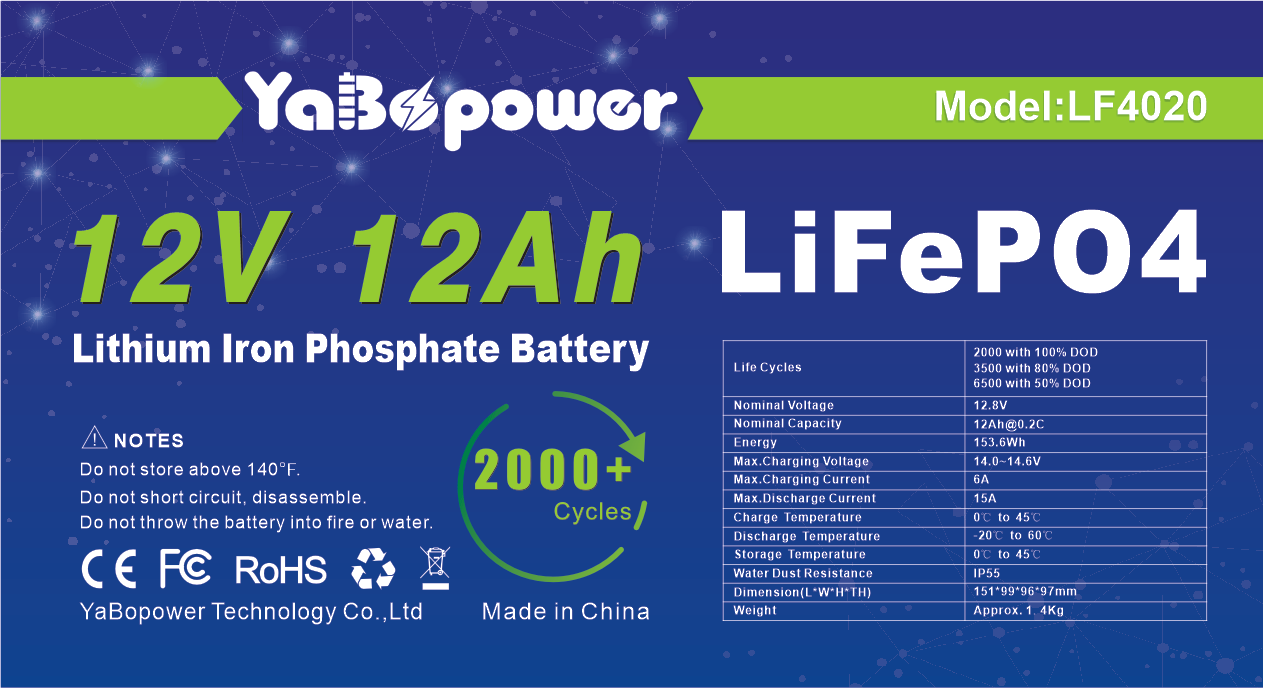 Hot Sale Factory Customized 12v 12Ah Discharge Current 6A Lifepo4 Battery With Prominent Capacity