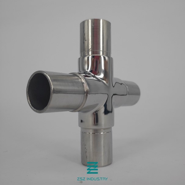 Stainless Steel Cross Handrail Connector With 4 Direction Cross Angle