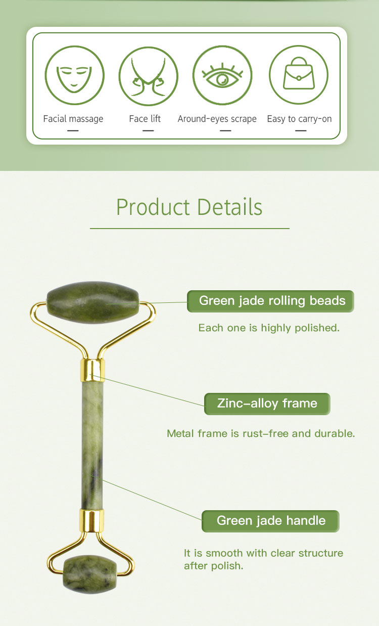 Green Xiuyan natural Jade Facial Massage Roller