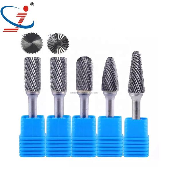 Quality Free Sample Rotari Power Tool Parts 6mm Tree Shape Double Cut End Grinding Die Grinder Bits Tungsten Rotary File Carbide Burr for sale