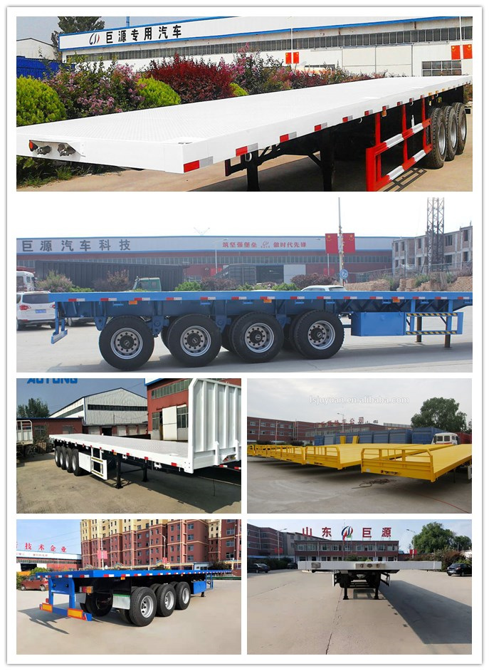 Max Payload 60TONS Flat Platform Truck Trailer for Durable Container Transportation