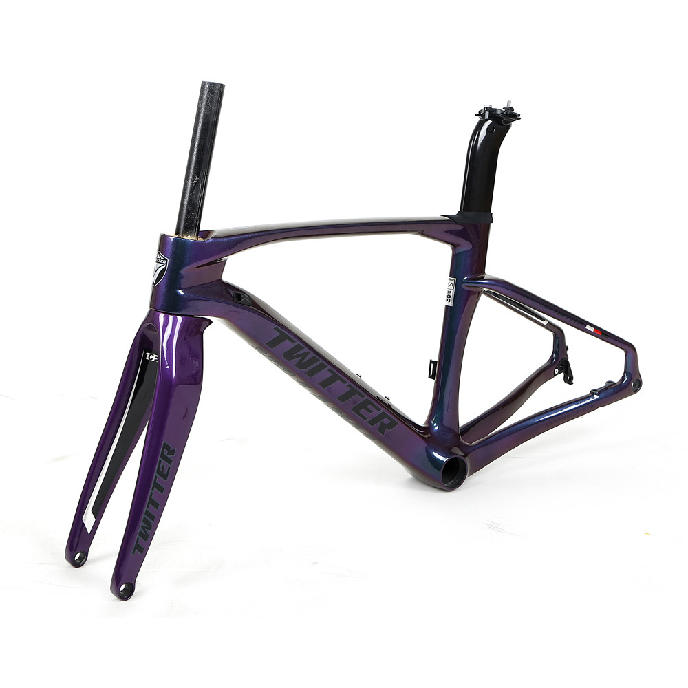 holographic black Small Carbon Road Bike Frame Set XXS for kids