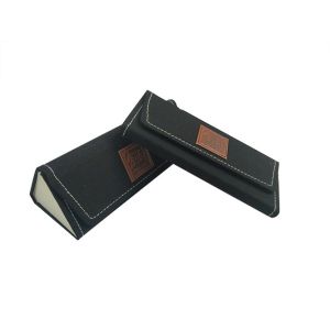 China Sailcloth Triangle Folding Handmade Colourful Sunglasses Case With Leather Label on sale