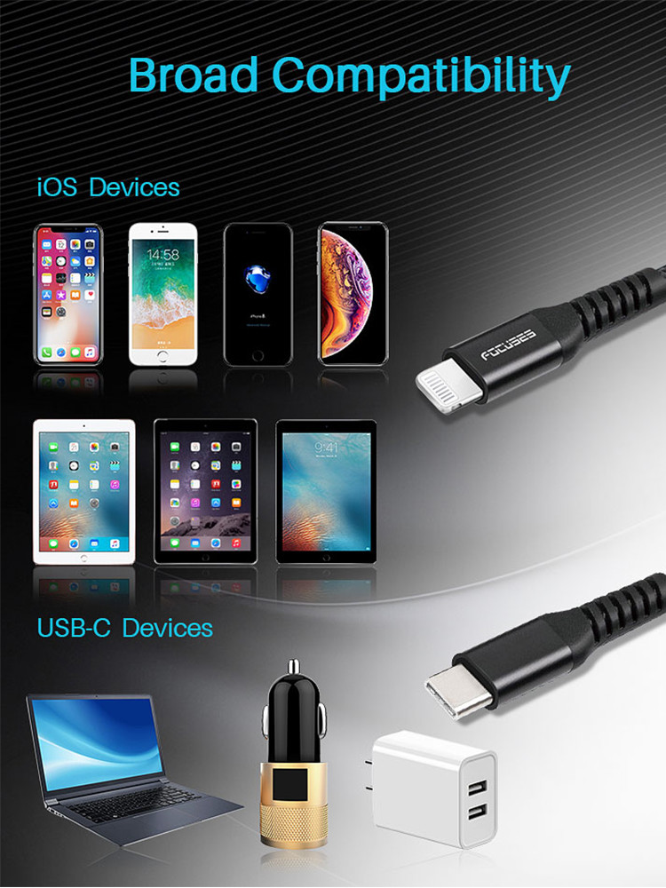 1m Lighting To Usb Cable Fast Charging Data Cable Nylon Braided