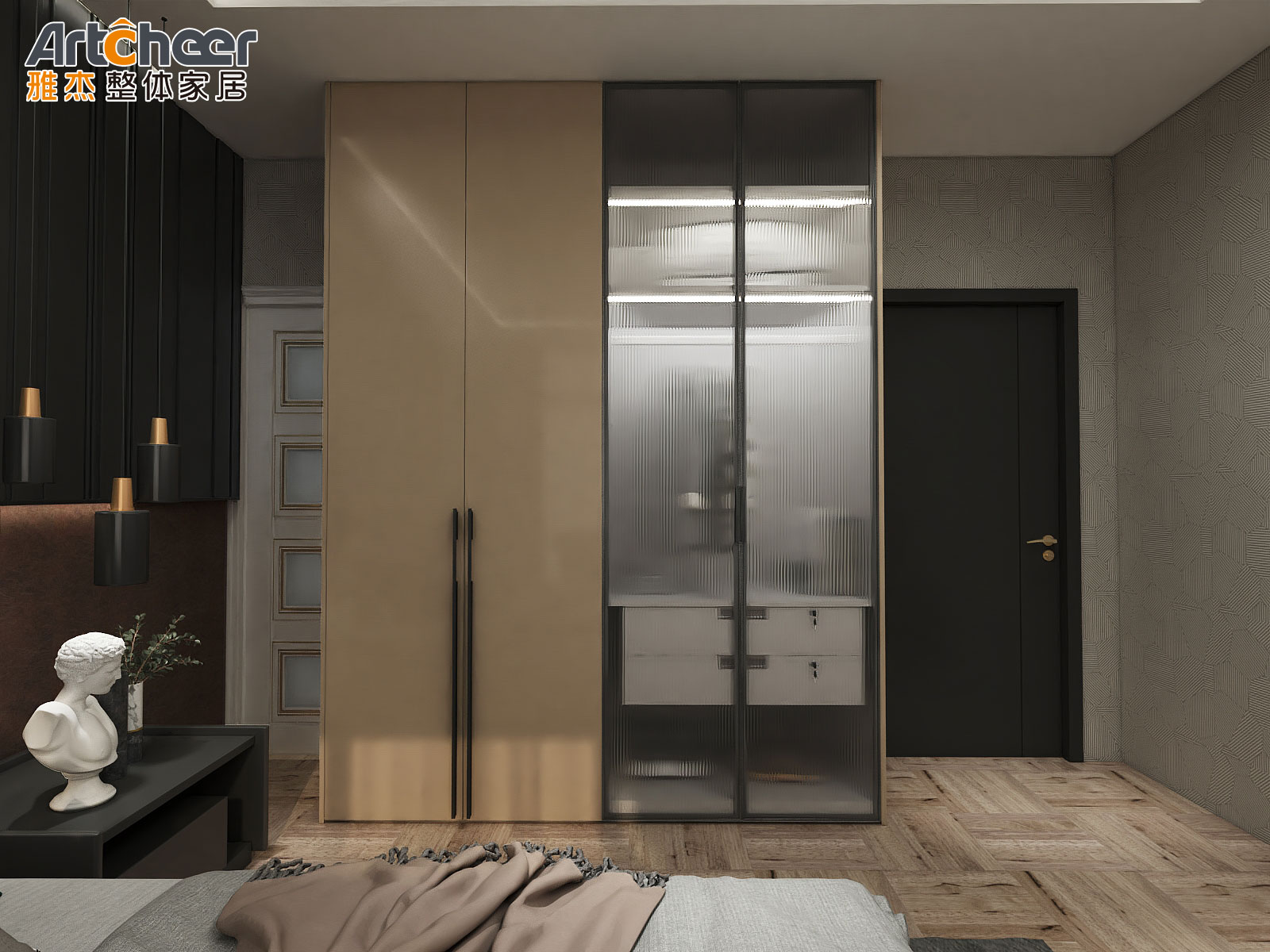 Artcheer Luxury Bedroom Furniture Walk In Closet Wardrobe Cabinets with European Design